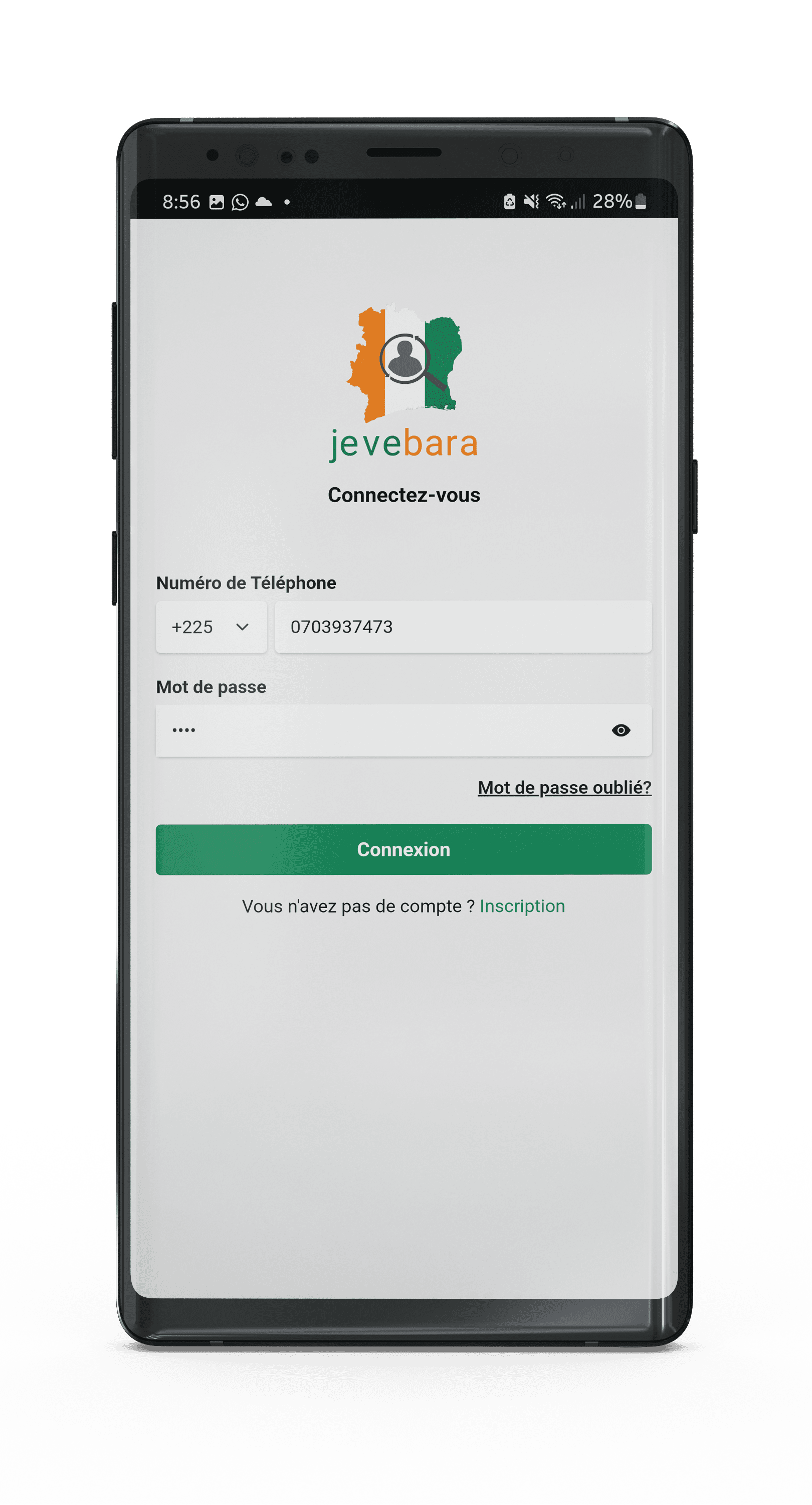Saisis ton numéro de téléphone et ton mot de passe pour te connecter.